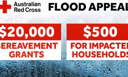 Hội Chữ Thập Đỏ Úc Đại Lợi chi các khoản tiền mặt  500 đô-la và 20.000 đô-la cho các nạn nhân trong thiên tai nước lụt vừa qua.