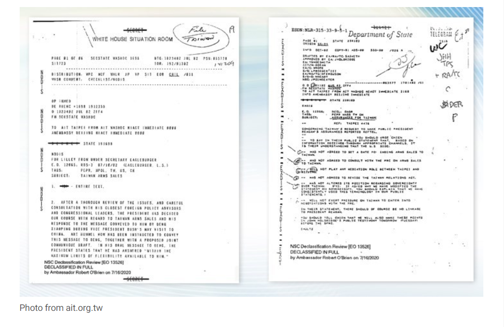 Mỹ tiết lộ tài liệu mật từ thời TT Reagan: ‘Sáu bảo đảm’ cho Đài Loan nếu Bắc Kinh trở nên hiếu chiến