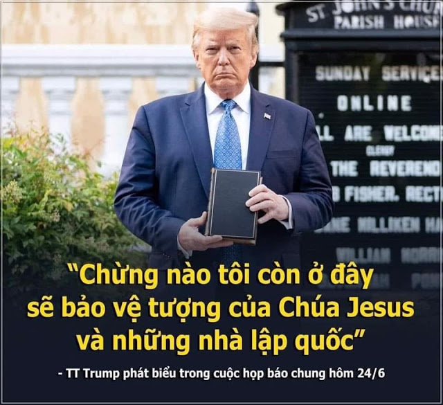 TỔNG THỐNG DONALD TRUMP CAM KẾT SẼ BẢO VỆ TƯỢNG CỦA CHÚA GIÊSU VÀ NHỮNG NHÀ LẬP QUỐC.