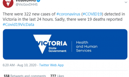 Victoria: 19 ca tử vong và 322 ca mới nhiễm trong 24 giờ qua từ hôm Chủ Nhật.
