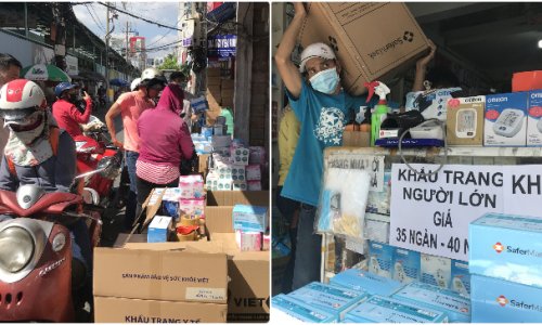 Dịch Covid-19 trở lại: Người Sài Gòn chen chúc đi mua khẩu trang y tế