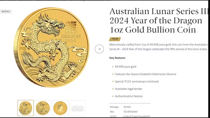 Xưởng đúc tiền Perth Mint ra mắt đồng xu chạm hình Rồng mừng Tết nguyên đán 2024