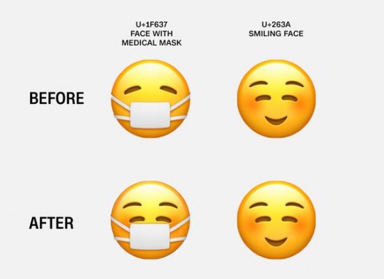 Apple tạo thay đổi nhỏ cho biểu tượng emoji đeo khẩu trang.